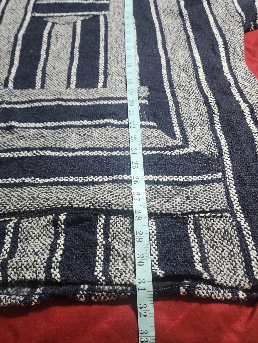 Men's Striped Navy and White Zip Pullover Hoodie Sweater